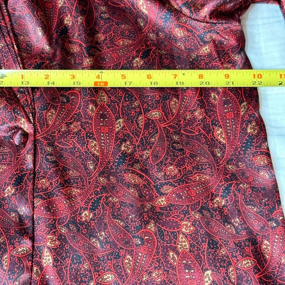 Notations Top Blouse Women Burgundy Paisley V Pleated Christmas Business Size 12 - Picture 11 of 11